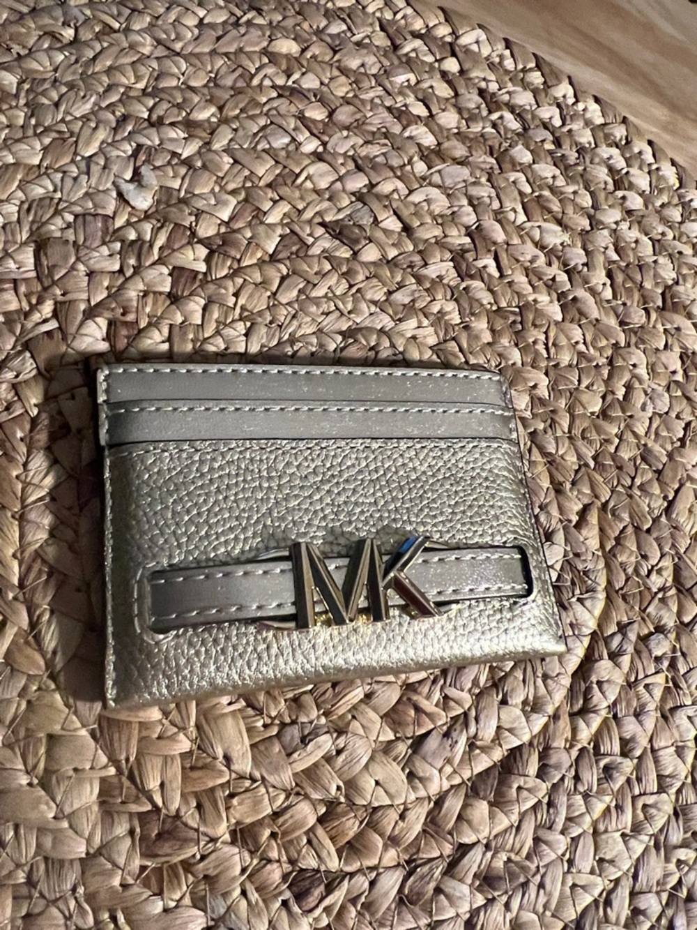 Michael Kors Metallic Champagne Leather Card Case